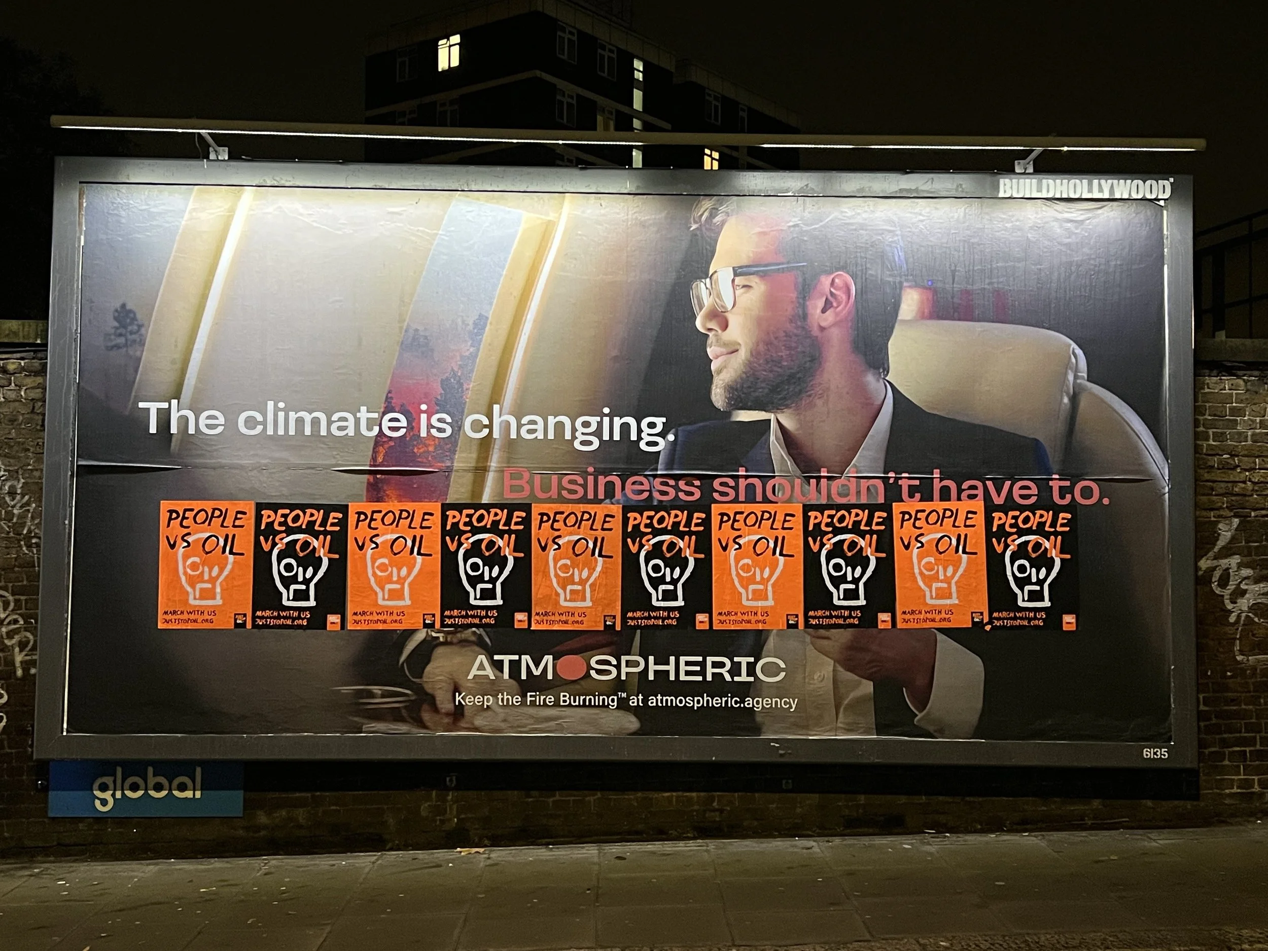 Just Stop Bothering Us: Climate Activists Deface Atmospheric’s Brilliant Billboard Campaign